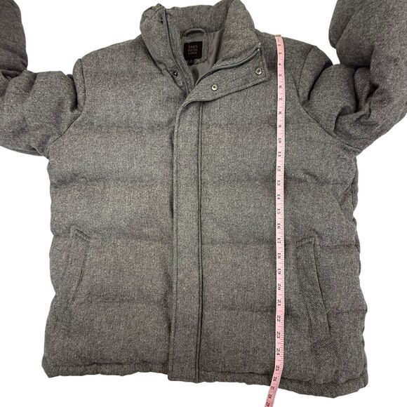 Saks Fifth Avenue Down Puffer Jacket Men XL Black Gray Tweed Zip Snap - Picture 11 of 14
